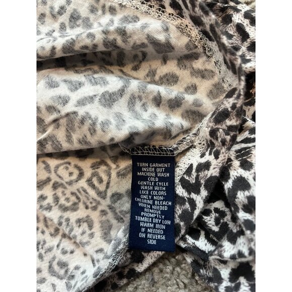 Chaps Classics Womens Leopard Print Ruffled Top Size 3X 100% Cotton Animal Soft - Picture 7 of 7